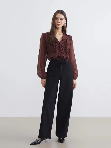 LCW Jeans Siyah Baggy Fit Kadın Jean Pantolon ürün görseli 1
