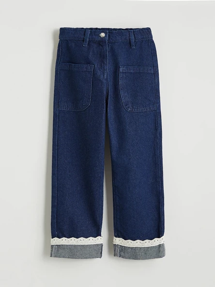 LCW Kids İndigo Beli Lastikli Kız Çocuk Jean Pantolon ürün görseli 1