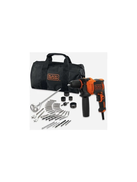 Black+Decker BEH710SA40-QS 13 MM 710 W Darbeli Matkap + 40 Parça Aksesuar Bez Çanta ürün görseli 1