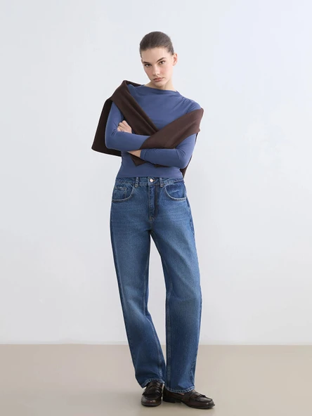 LCW Jeans İndigo Boyfriend Fit Kadın Jean Pantolon ürün görseli 1