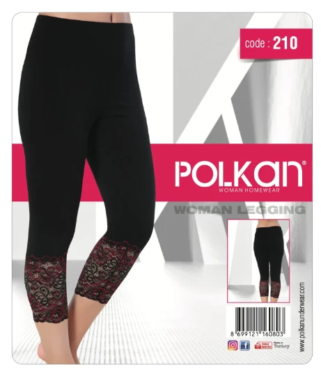 Polkan 210 Altı Dantelli Bayan Tayt STANDART - SİYAH ürün görseli 1