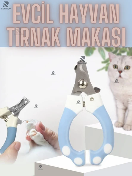 Emniyet Kilitli Kedi Köpek Tırnak Makası  Yarım Ay Kesim Paslanmaz Çelik Yaylı Bakım Seti ürün görseli 1