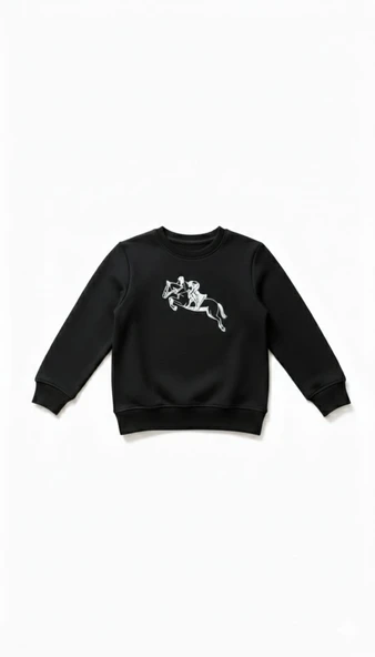 Çocuk Sweatshirt / Logo Baskılı - Siyah - Resim 2