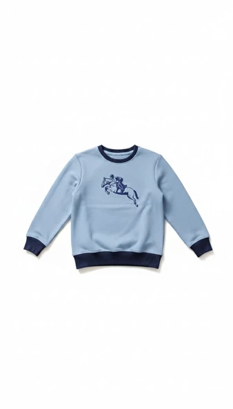 Çocuk Sweatshirt / Logo Baskılı - Mavi - Resim 2