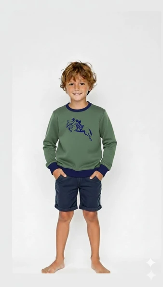 Çocuk Sweatshirt / Logo Baskılı - Çam ürün görseli 1