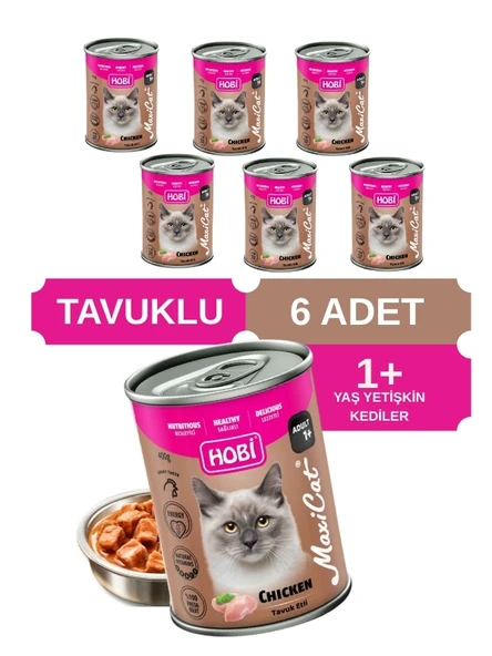 Hobi Maxicat Tavuklu Yetişkin Kedi Konservesi 400 Gr x 6 Adet - Taurin Destekli, Tam ve Dengeli Mama ürün görseli 1