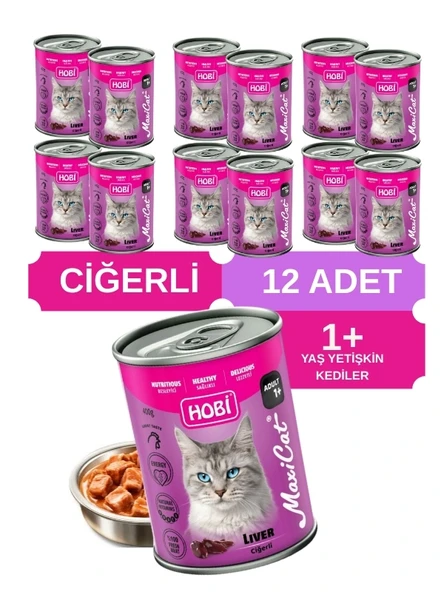 Hobi Maxicat Ciğerli Yetişkin Kedi Konservesi 400 Gr x 12 Adet ürün görseli 1