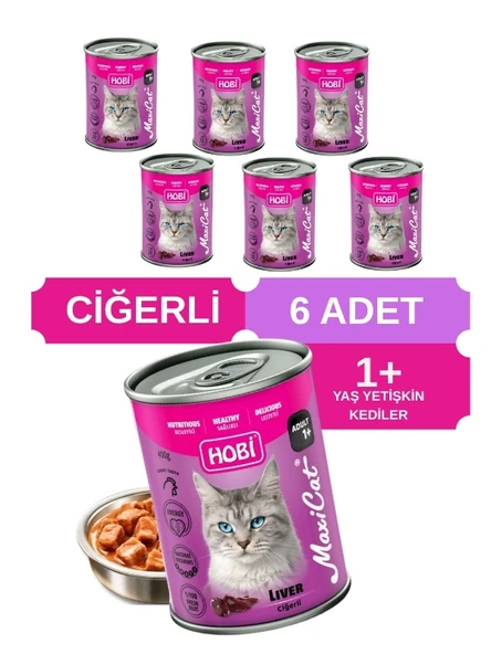Hobi Maxicat Ciğerli Yetişkin Kedi Konservesi 400 Gr x 6 Adet - Taurin Destekli, Tam ve Dengeli Mama ürün görseli 1