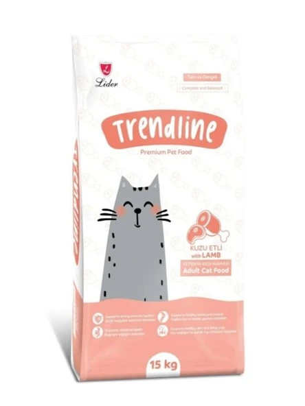 Trendline Kuzu Etli ve Pirinçli Yetişkin Kedi Maması 15 Kg - Lezzetli ve Dengeli Beslenme ürün görseli 1