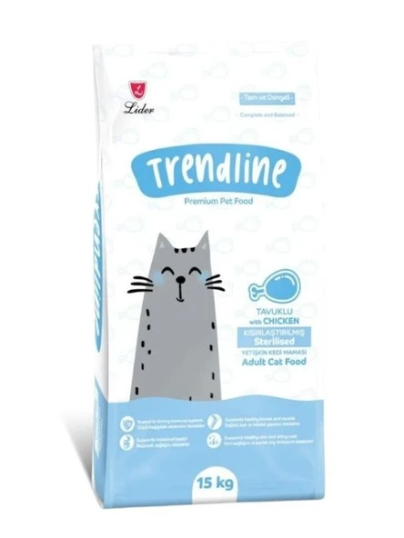 Trendline Tavuklu Kısırlaştırılmış Yetişkin Kedi Maması 15 Kg - Kilo Kontrolü ve Dengeli Beslenme ürün görseli 1