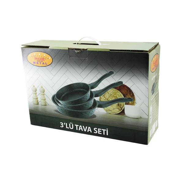 NUR IŞIKLAR METAL 3PCS DÖKÜM TAVA SETİ 20-24-28CM (4915) ürün görseli 1