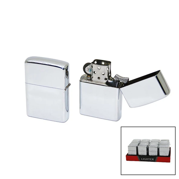 Klasik Zippo Çakmak - Gümüş Renkli - Rüzgara Dayanıklı ürün görseli 1
