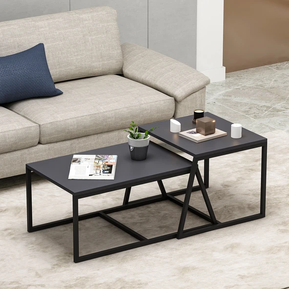 Minimal İkili Orta Sehpa – Modern Tasarım, Çok Amaçlı Kullanım  Antrasit ürün görseli 1