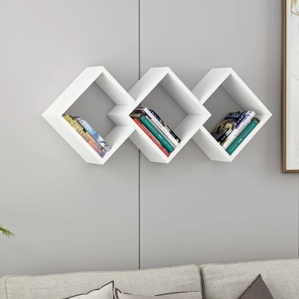 Galaxy Dekoratif Duvar Rafı – Modern Duvar Kitaplığı (6 Renk Seçeneği)  Beyaz ürün görseli 1