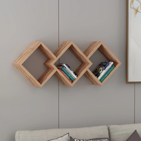 Galaxy Dekoratif Duvar Rafı – Modern Duvar Kitaplığı (6 Renk Seçeneği)  atlantik çam ürün görseli 1