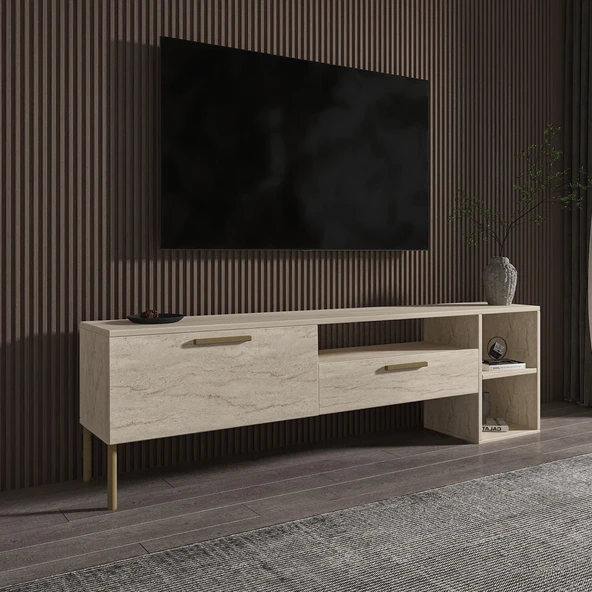Parion 150 cm Modern TV Sehpası  Traverten ürün görseli 1
