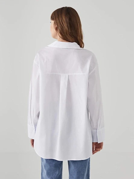 LCW Vision EKRU Oversize Kadın Gömlek - Resim 5