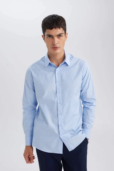 D3375 Modern Fit Poplin Uzun Kollu Gömlek ürün görseli 1
