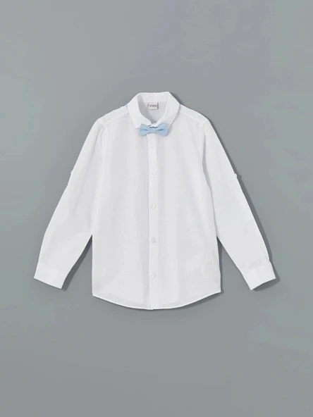 LCW Kids BEYAZ Basic Uzun Kollu Erkek Çocuk Gömlek ve Papyon ürün görseli 1