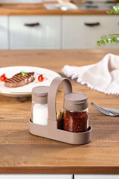 Porsima 00467-1 Kapicino Drop 2li Standlı Tuzluk Biberlik Seti - 100ml ürün görseli 1