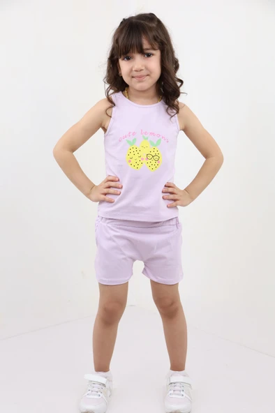 Toontoy Kız Bebek 2'li Takım Baskılı Bisiklet Yaka T-Shirt & Beli Lastikli Cepli Şort ürün görseli 1