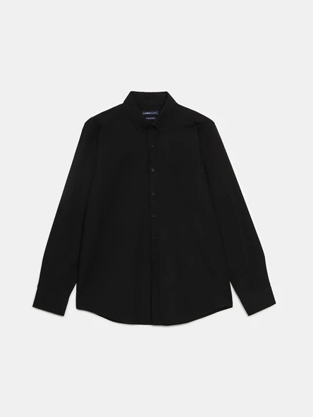 LCWAIKIKI Classic SİYAH Regular Fit Uzun Kollu Oxford Erkek Gömlek ürün görseli 1