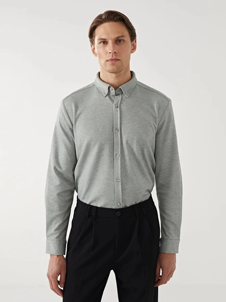 LCW Vision Yeşil Slim Fit Uzun Kollu Erkek Gömlek ürün görseli 1