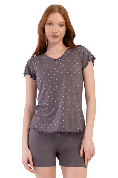 Vıscon V Yaka Kısa Kol Şortlu Pijama Takım K409290 ürün görseli 1
