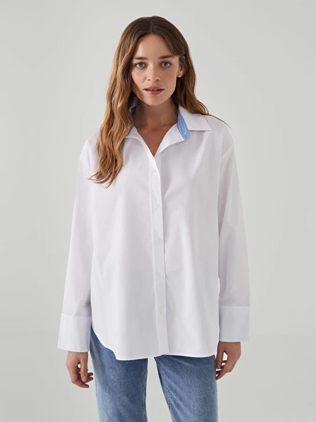 LCW Vision EKRU Oversize Kadın Gömlek - Resim 4