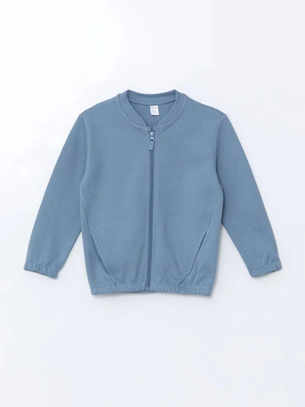 LCW Kids MAVİ Basic Erkek Çocuk Fermuarlı Sweatshirt ürün görseli 1