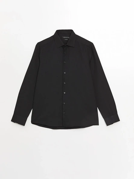 LCWAIKIKI Formal Siyah Slim Fit Uzun Kollu Oxford Erkek Gömlek ürün görseli 1