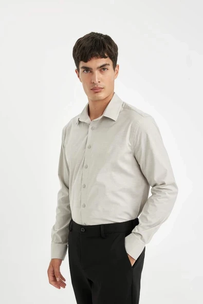 D3375 Modern Fit Poplin Uzun Kollu Gömlek ürün görseli 1