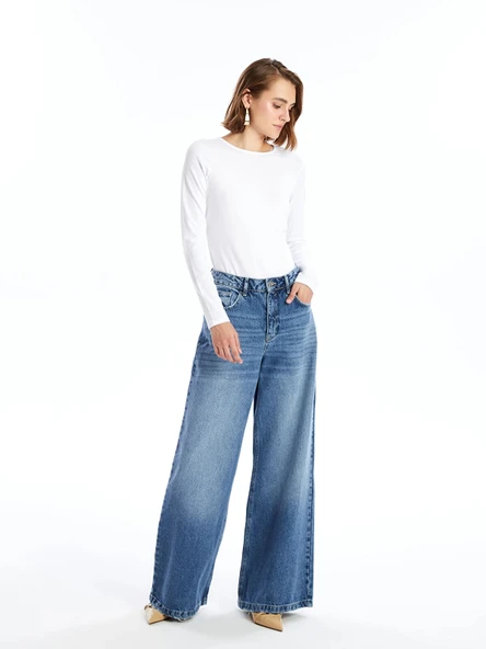 LCWAIKIKI Basic Beyaz Bisiklet Yaka Kadın Body - Resim 3