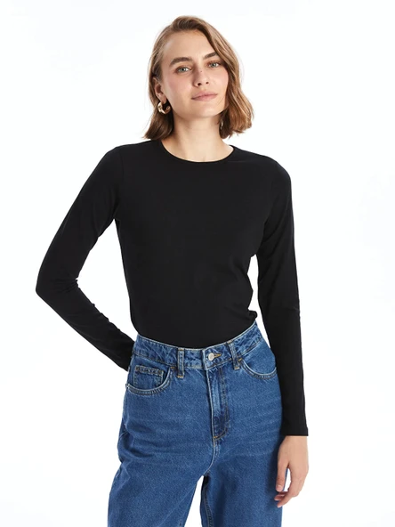 LCWAIKIKI Basic Siyah Bisiklet Yaka Kadın Body ürün görseli 1