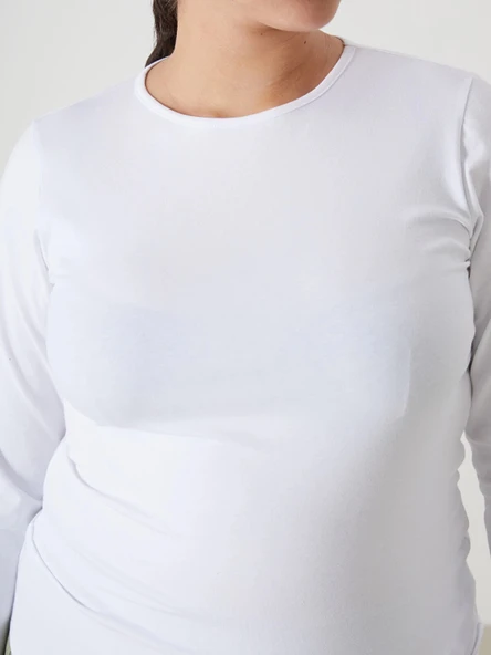 LCWAIKIKI Basic Beyaz Bisiklet Yaka Kadın Body - Resim 7