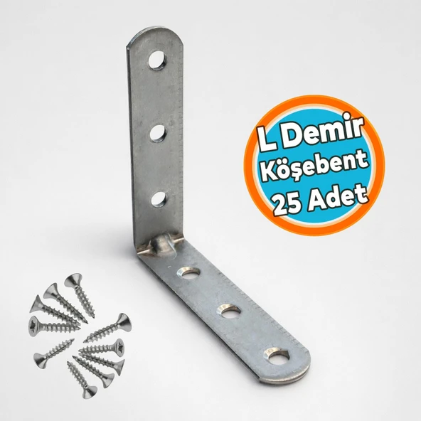 (50 Adet) L Demir Gönye 15x65x65 mm Oval Başlı Metal Mobilya Raf Dolap Montaj Bağlantı Elemanı ürün görseli 1