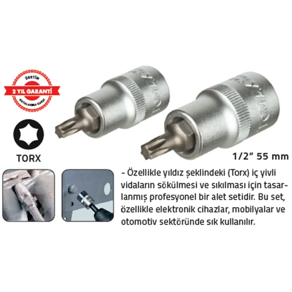 1/2 " 55 mm LOKMALI STAR TORX UÇ T.40 (10 Adet) ürün görseli 1