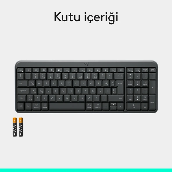 Logitech K250 Kablosuz Bluetooth Klavye Siyah - Resim 5