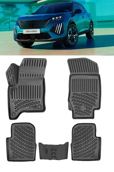 Rizline Peugeot 2008 1.2  Mild Hybrit  2025 ve Sonrası 3D Havuzlu Paspas Siyah ürün görseli 1