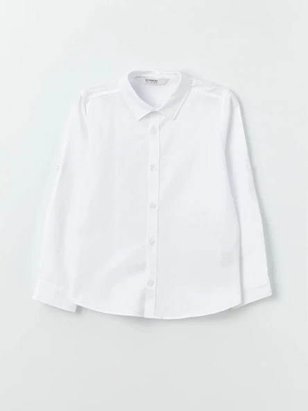 LCW Kids Beyaz Basic Uzun Kollu Erkek Çocuk Gömlek ürün görseli 1