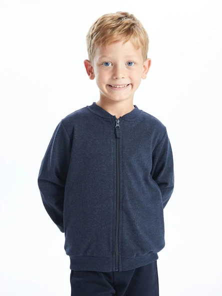 LCW Kids Indigo Basic Erkek Çocuk Fermuarlı Sweatshirt ürün görseli 1