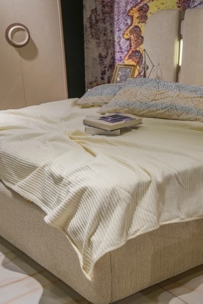 Sofline %100 Pamuk Çift Kişilik Yazlık Örgü Pike, Yatak Örtüsü, Terletmez Kumaş (240X200CM) ürün görseli 1