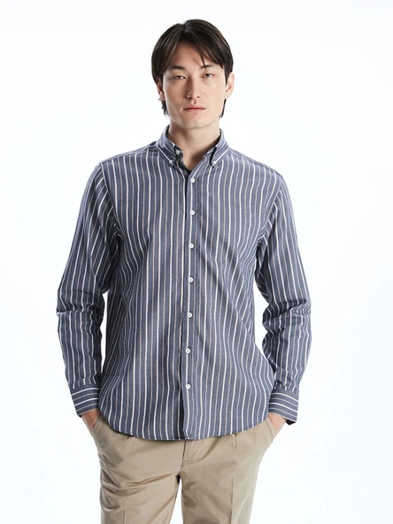 SOUTHBLUE Indigo Regular Fit Uzun Kollu Çizgili Erkek Gömlek ürün görseli 1