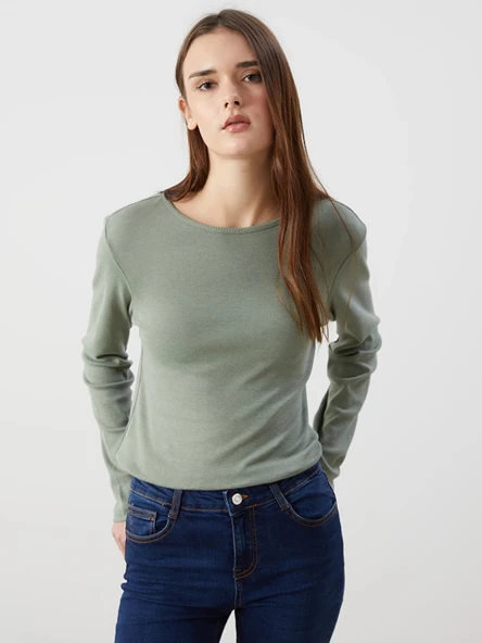 LCWAIKIKI Classic Yeşil Bisiklet Yaka Kadın Body ürün görseli 1