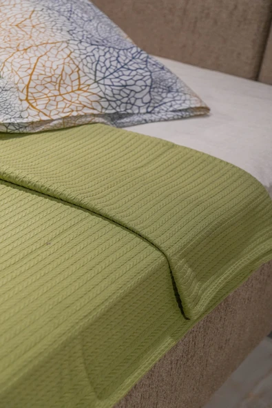 Sofline %100 Pamuk Tek Kişilik Yazlık Örgü Pike, Yatak Örtüsü, Terletmez Kumaş (160X240CM) ürün görseli 1
