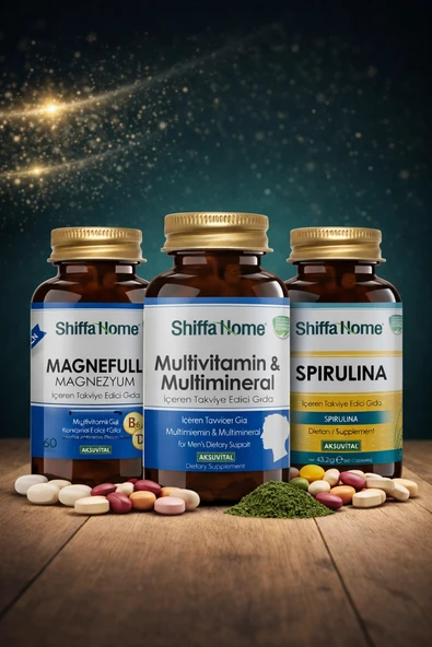 ShiffaHome Enerji Arkadaşları Set 2 Magnefull Magnezyum 60 tablet + Multivitamin & Multimineral + Spirulina ürün görseli 1