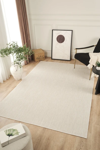 Sisalux 3081 Krem Bej Sisal Dokuma Jüt Kilim Hav Toz Vermez Halı Salon Mutfak Oturma Odası Halısı ürün görseli 1