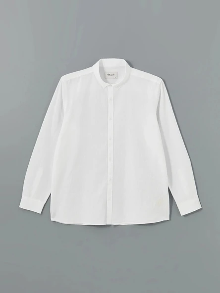 LCW Vision Beyaz Slim Fit Uzun Kollu Keten Karışımlı Erkek Gömlek ürün görseli 1