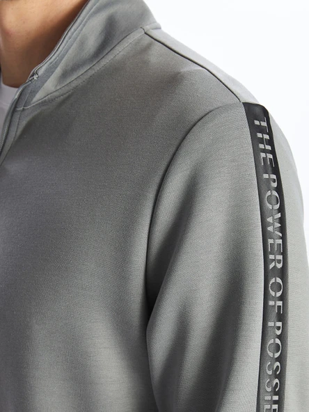 LCWAIKIKI Basic Gri Dik Yaka Erkek Sweatshirt - Resim 3