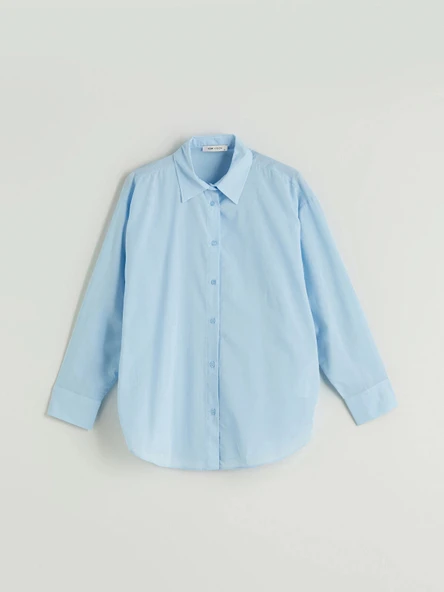 LCW Vision Mavi Oversize Kadın Gömlek - Resim 5